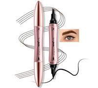 Boobeen 2 in 1 Micro Eyebrow Pen, Dual-Ended Brow Pencil Eyeliner for Women, with 4-Fork-Tip & Precise Brush-Tip, Waterproof, Hair Like Strokes