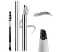 Boobeen 2 PCS Wild Liquid Brow Pen, Microblading Natural Eyebrow Pencil with Spiral Brush, Ultra-Precise Tips for Hair-Like Makeup with Brush, Waterproof & Lasts All Day