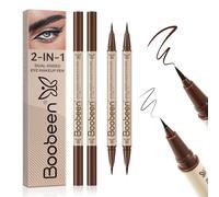 Boobeen 2pcs Liquid Eyeliner，Dual-Ended Eye Liner with Thick Tip and Precise Brush Tip，Waterproof Black Liquid Liner Pen，Matte Finish，All Day Wear，Smudge-proof,Brown