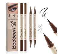 Boobeen 2pcs Liquid Eyeliner，Dual-Ended Eye Liner with Thick Tip and Precise Brush Tip，Waterproof Black Liquid Liner Pen，Matte Finish，All Day Wear，Smudge-proof,Brown