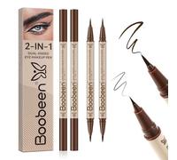 Boobeen 2pcs Liquid Eyeliner，Dual-Ended Eye Liner with Thick Tip and Precise Brush Tip，Waterproof Black Liquid Liner Pen，Matte Finish，All Day Wear，Smudge-proof,Brown