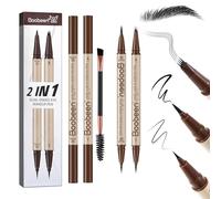 Boobeen 3pcs Hair-Like Eyebrow Pen Makeup kit，Black Liquid Eyeliner，Waterproof Eyebrow Pencils for Women with Eyebrow Brush,Long Lasting Eye Makeup Set，Create Natural Brows, Dark Brown