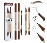 Boobeen 3pcs Hair-Like Eyebrow Pen Makeup kit，Black Liquid Eyeliner，Waterproof Eyebrow Pencils for Women with Eyebrow Brush,Long Lasting Eye Makeup Set，Create Natural Brows, Dark Brown
