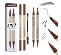 Boobeen 3pcs Hair-Like Eyebrow Pen Makeup kit，Black Liquid Eyeliner，Waterproof Eyebrow Pencils for Women with Eyebrow Brush,Long Lasting Eye Makeup Set，Create Natural Brows, Dark Brown