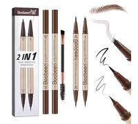 Boobeen 3pcs Hair-Like Eyebrow Pen Makeup kit，Black Liquid Eyeliner，Waterproof Eyebrow Pencils for Women with Eyebrow Brush,Long Lasting Eye Makeup Set，Create Natural Brows, Dark Brown