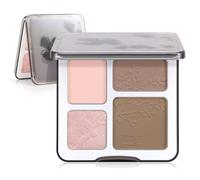 Boobeen 4 in 1 Highlighter Contour Makeup Palette, Matte Shimmer Glow Contouring Powder for Face Highlight, Shaping Contour, Bronzer Palette with Mirror