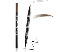 Boobeen Curved Eyebrow Pencil, 2-in-1 Double-ended Eye Brow Pencils with Curved Tip and Precise Brush-Tip, Waterproof, Create Natural Hair-Like Brows