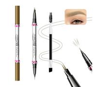 Boobeen Microblading Eyebrow Pen Set, 2-in-1 Dual-Ended Liquid Eye Brow Pen, 2 Micro-Fork Tip and Precision Brow Brush,Waterproof, Creating Natural Hair-Like Eyebrows