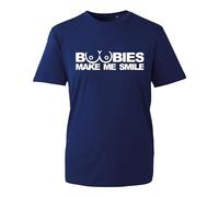 Boobies Make Me Smile T-Shirt, Explicit Rude Adult Joke Funny Shirt, Adult Kids Unisex (Navy, 2XL Years)