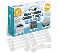 BooBoo (10 PACK) Premium Child Locks For Kitchen Cupboards, Child Proof Cabinet Locks, Drawer Locks Baby Proofing Cabinets with No Drilling, Extra s