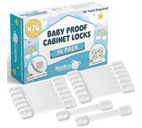 Booboo Baby (14 Pack) Premium Child Locks for Kitchen Cupboards, Child Proof Cabinet Locks, Drawer Locks Baby Proofing Cabinets with No Drilling, 3M Adhesive + 4 Extra Stickers