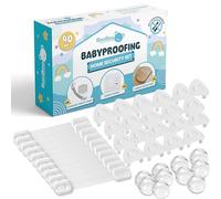 Booboo Baby (40 Pack) Child Safety Baby Proofing Kit | x10 Door Strap Locks, x10 Corner Guards, x20 Plug Protectors | Baby Proof Your Home & Kitchen with No Trapped Fingers | No Tools Needed