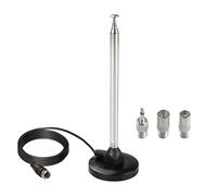 BOOBRIE 10 Section Telescopic Aerial FM Radio Antenna with Magnetic Base Coaxial Cable 3M Compatible with 75 Ohm Base Tuner, Portable Radio Receiver and HiFi Systems