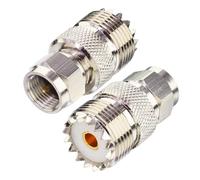 Boobrie 2-Pack F Male to UHF Female SO239 Coaxial Adapter UHF SO-239 to F Type Antenna Connector for TV Antenna RG-6 Cable Wireless LAN Devices Wi-Fi Radios External Antenna