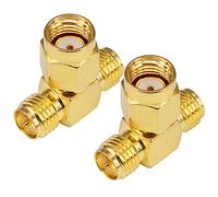 Boobrie 2-Pack SMA Connector Splitter RP-SMA Male to 2 RPSMA Female Triple T Adapter 3 Way Splitter Antenna Converter for FPV Drone,GPS,WiFi Antenna (NOT for TV)