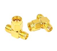 Boobrie 2PCS SMA Male to Dual SMA Female Triple T RF Adapter Connector 3 Way T-type Splitter RF Adapter Coax Jack Connector Converter for WiFi Antenna Extension Cable FPV Drone -NOT for TV