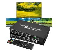 BOOBRIE 4K60 1x4 Video Wall Controller FPGA-Based, 4-Way HDMI Splitter True 4K@60Hz HDMI & DP Input Support 2x2 1x4 4x1 1x3 3×1 Multi Display Mode, 180° Rotation, Edge Mask, RS232 & Remote Control