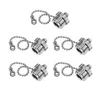 BOOBRIE 5PCS UHF/N-Type Dust Cap for UHF Male Dust Cap RF PL259 Connector Protective Cover with Chain N-Type Male Coax Cap Nickel-Plated