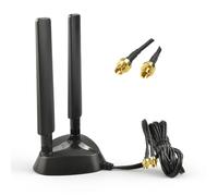 BOOBRIE Dual Quick-Plug WiFi7 Magnetic Base Antenna 3dBi Tri-Band 2.4/5.8/6GHz 2M RG174 Cable Sturdy Triangle Magnetic Base Compatible with ASUS ROG/Gigabyte AORUS/MSI & All Quick-Plug-Enabled Routers