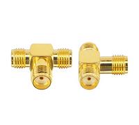 BOOBRIE SMA Splitter Adapter SMA Female to Dual SMA Female Triple Tee Connector Splitter Antenna SMA 2-Way Converter for WiFi Aerial FPV Drone Radio Baofeng Yaesu Camera Pack of 2
