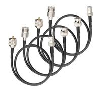Boobrie Upgraded 4PCS BNC to UHF Cable 50CM Kit BNC to PL259 SO239 Cable 0-6GHz Low Loss CB Radio Antenna Extension LMR200 Equivalent, Better Than RG58