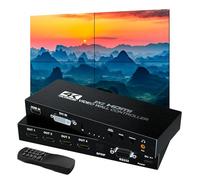 BOOBRIE Video Wall Controller 2X2, Video Wall Processor 4K x 2K HD Display HDMI and DVI Input, 1080P@60Hz Output, 5.1CH Audio,180 Degree Rotate, 9 Splicing Display 2x2, 1x2, 1x3, 1x4, 2x1, 3x1, 4x1