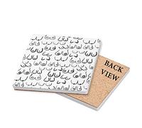 Boobs Pattern - Black and White line Drawing, Life Drawing, Feminine Art Coaster, Tableware, Drinks Coffee-Tea Coaster. (Ceramic Coaster)