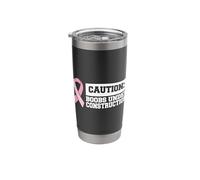 Boobs Under Construction Breast Cancer Awareness Empowerment Stainless Steel Insulated Tumbler