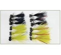 Booby Flies, 12 pack Flash Damsel Booby trout flies size 10, Blue flash and red flash, size 10
