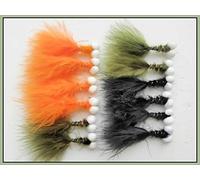 Booby Trout Fishing Flies, 12 Pack, Orange, Olive & Black, size 10, Fly Fishing