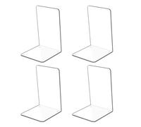 Boodend 4-Piece Desk Bookends Clear Acrylic Bookends for Shelves, Decorative Book Stoppers for Heavy Duty Books, Magazine Rack, Bookends