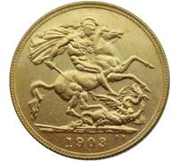 BoodLo UK 1 Sovereign Gold Pound 1902-1910 9 Foreign Copy Gold Plated Commemorative Coins,1903