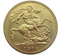 BoodLo UK 1 Sovereign Gold Pound 1902-1910 9 Foreign Copy Gold Plated Commemorative Coins,1905