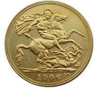 BoodLo UK 1 Sovereign Gold Pound 1902-1910 9 Foreign Copy Gold Plated Commemorative Coins,1906