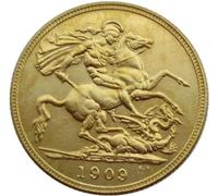 BoodLo UK 1 Sovereign Gold Pound 1902-1910 9 Foreign Copy Gold Plated Commemorative Coins,1909
