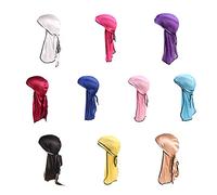Boodtag 4-Pack Unisex Durag Long-Tail Head Wraps Silky Satin Pirate Cap Hair Loss Chemo Turban Headwraps (One Size, 4pcs set| customized)