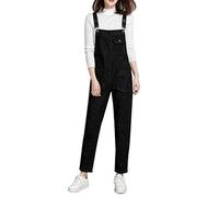 Boodtag Baggy Denim Dungarees Womens UK Jeans Overalls Bib Loose Fit casual Adjustable Straps Long Jumpsuit with Pockets UK 14 Black