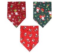 Boodtag Christmas Pet Bandana Set of 3 Xmas Themed Dog and Cat Bib Triangle Scarf with Santa Snowman Gingerbread Man Reindeer Printed for Party Celebration