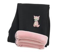 Boodtag Toddler Girl Leggings full Length stretch Thin Fleece Leggings Kids Cotton Winter warm Pants Trousers Cat-Thin fleece-Black 1-2 Years