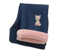 Boodtag Toddler Girl Leggings full Length stretch Thin Fleece Leggings Kids Cotton Winter warm Pants Trousers Cat-Thin fleece-Dark blue 2-3 Years
