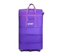 BooeDareno Airline Checked Bag Oxford Large Capacity Travel Universal Wheel Foldable Luggage Moving Storage Bag Rolling Packing Cubes(Purple 95X48X28)