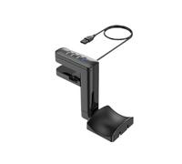 BooeDareno Headphone Bracket Swivel Mounted Pc Gaming Headset Display Stand Holder With Usb Ports Hub Under Desk Earphones Hanger Hook(USB3.0)