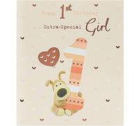 Boofle 1st Birthday Card For Her/Girl With Envelope - Cute Design,Multi,159mm x 184mm