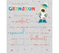 Boofle Amazing Brilliant Loved Grandson Christmas Card Cute Xmas Greeting Cards Heartfelt, Adorable Design, Cherished Keepsake, Eco-Friendly, Festive Envelope, For A Grandchild