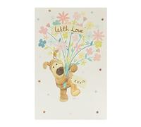 Boofle Birthday Card - Cute Card for Friend - Cute Birthday Card for Her - With Love Holding Flowers