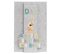Boofle Birthday Card for Dad with Envelope - Cute Design with Boofle Holding Trophy