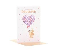 Boofle | Birthday Card For Daughter | Happy Birthday Gifts | Her, Girls, Women | Cute Heart Balloon Design | With Envelope | 155 x 235 mm