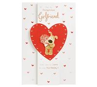 Boofle Birthday Card For Girlfriend With Envelope - Cute Design Holding A Bouquet Of Flowers,Multi,165mm x 254mm