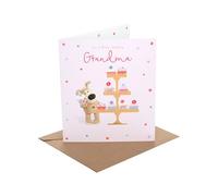 Boofle | Birthday Card for Grandma | Happy Birthday Gifts | Her, Girls, Women Stood with a Big Cake Stand | With Envelope | 15.9 x 18.4 cm
