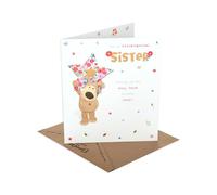 Boofle Birthday Card for Sister Holding a Big Star | With Envelope